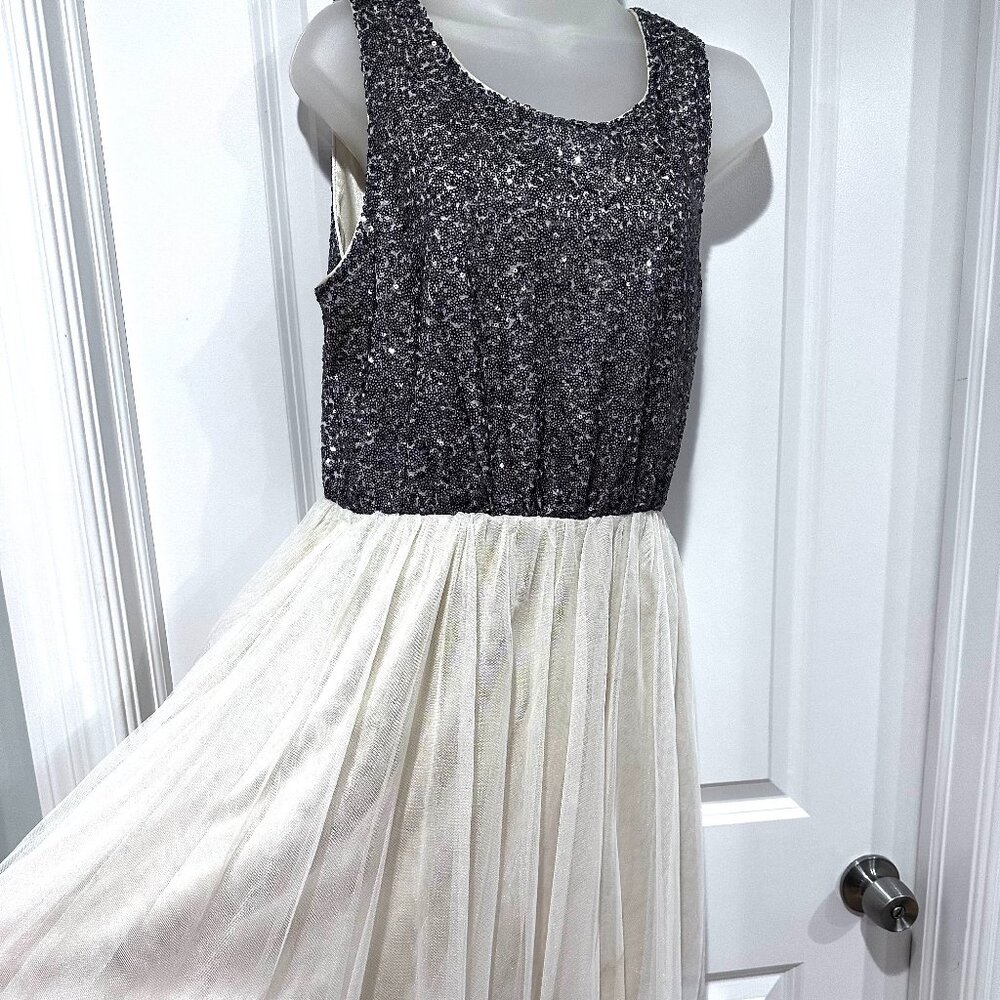 Divided by H&M Ivory Tulle w/Black Sequin Sleeveless Dress, Size 12